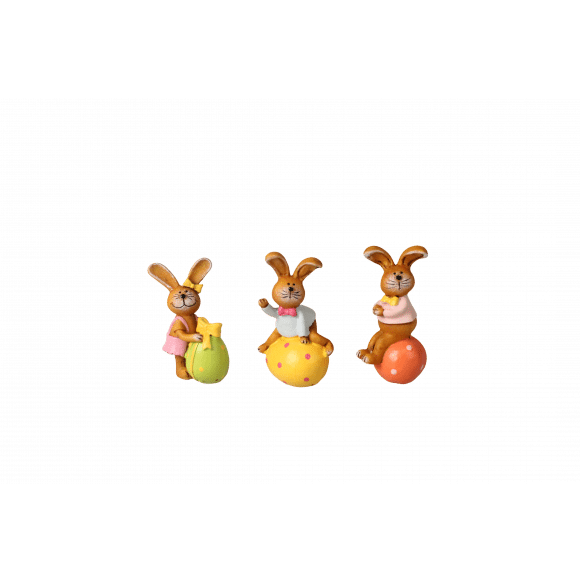 Beeldje Konijn Op Paasei + Tasje +/- 7cm 1 Van De 3 -