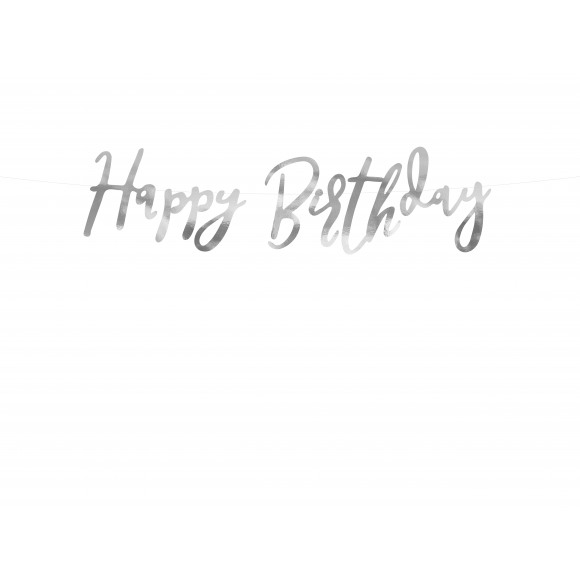 Letterslinger 'happy Birthday' Zilver 62cm -