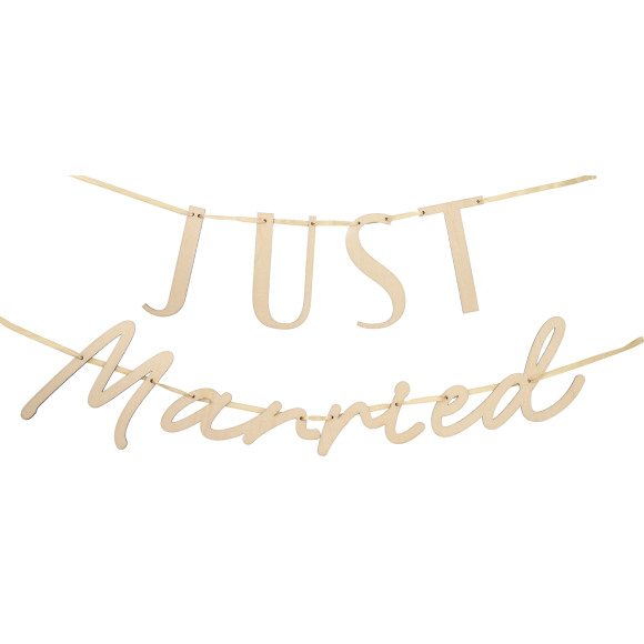 Letterslinger Hout Just Married 3 M -