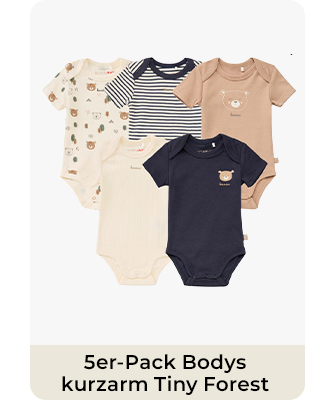 Bornino - Lieblinge 5er-Pack Bodys kurzarm Tiny Forest natur/blau/beige
