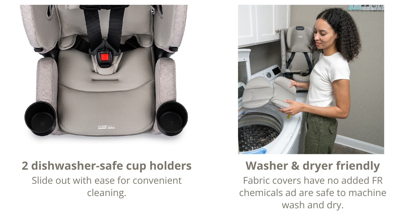 2 dishwasher-safe cup holders + Washer & dryer friendly