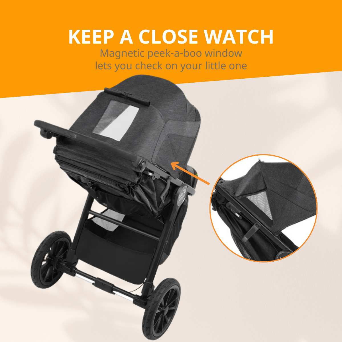 Keep a close watch - Magnetic peek-a-boo window lets you check on your little one