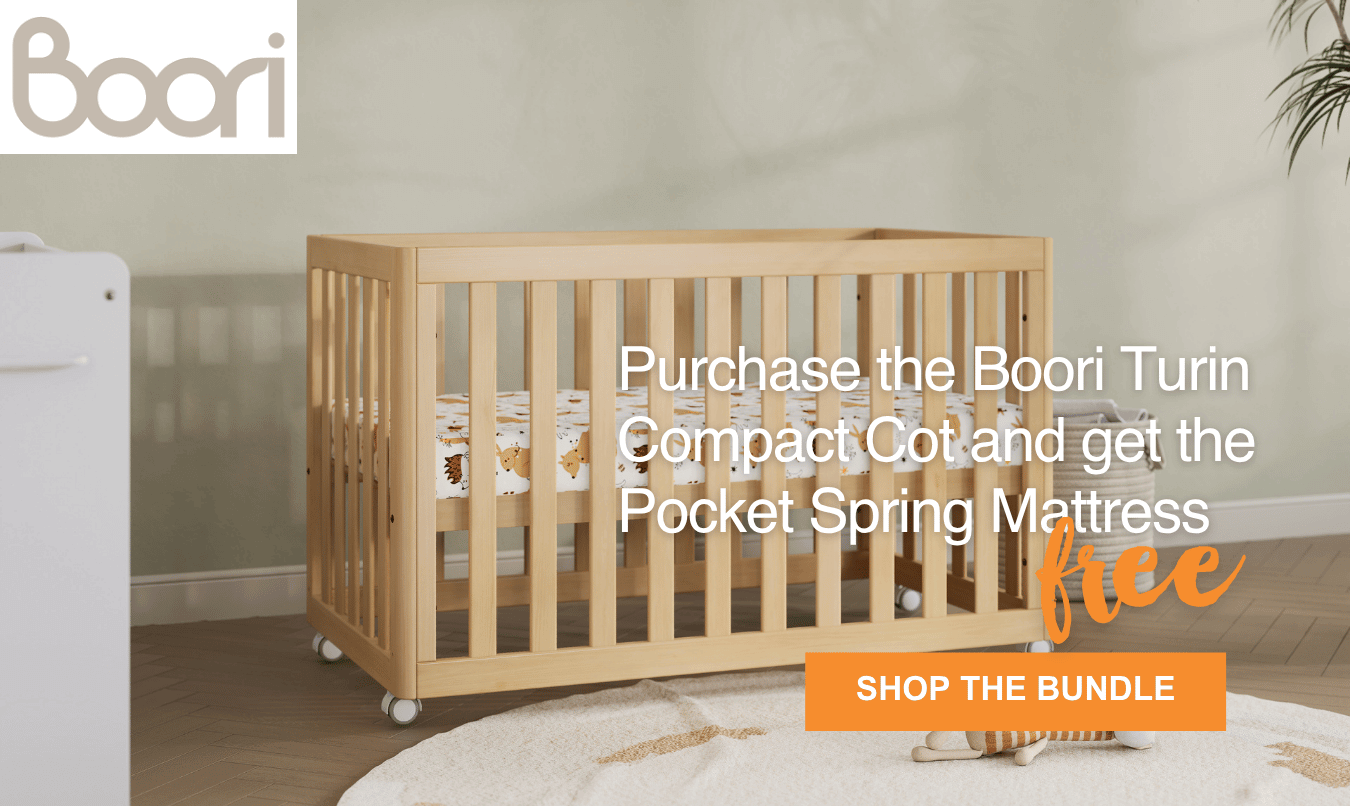 Boori Almond cot, free pocket spring mattress