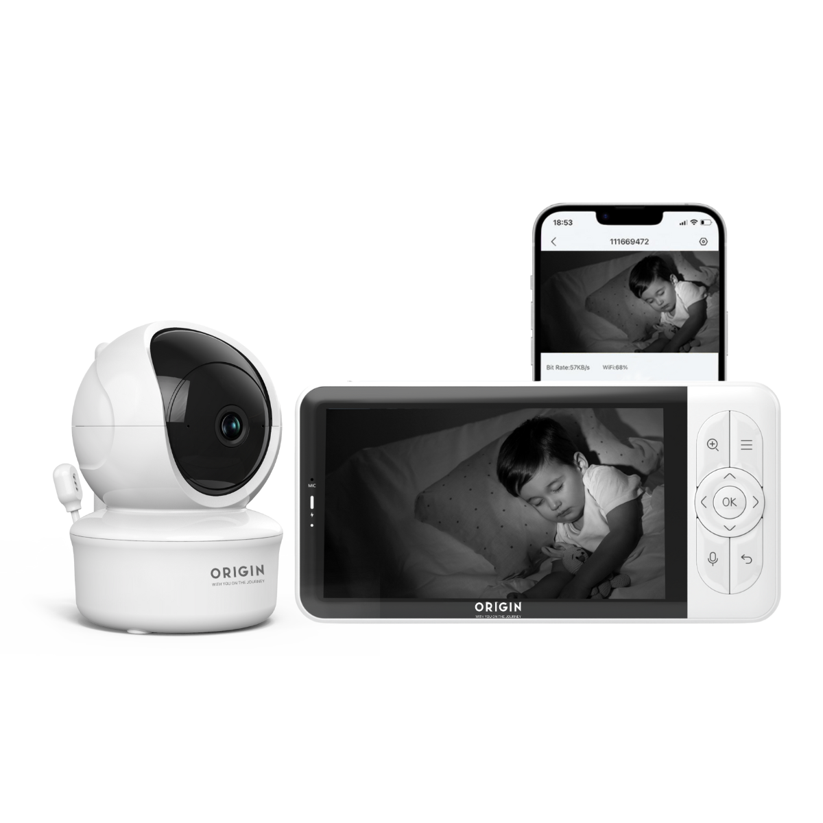 Image of ORIGIN Wifi Phone Compatible 5" Baby Monitor