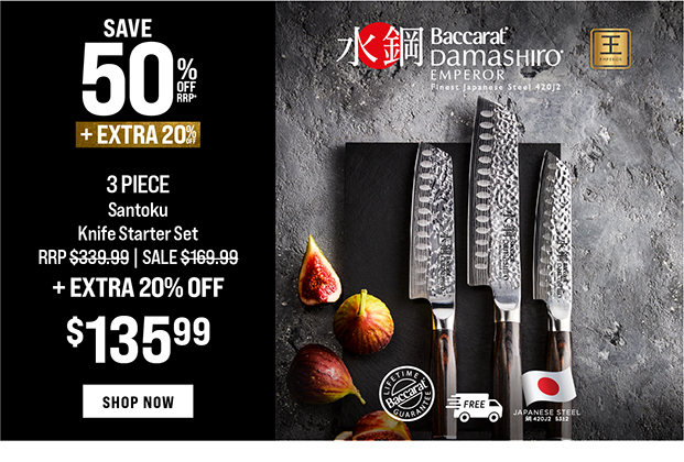 Baccarat Damashiro EMPEROR 3 Piece Santoku Knife Starter Set