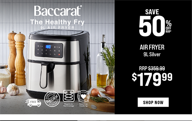 Baccarat The Healthy Fry 9L Air Fryer Silver