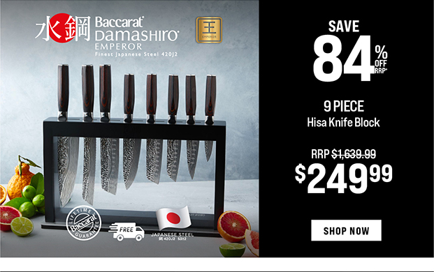 Baccarat Damashiro EMPEROR Hisa 9 Piece Knife Block