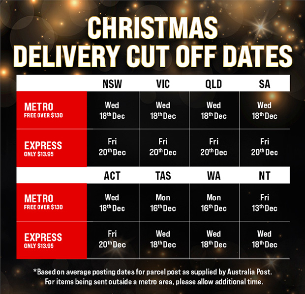 CHRISTMAS DELIVERY CUT OFF DATES