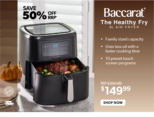 Baccarat The Healthy Fry 9L Air Fryer Black