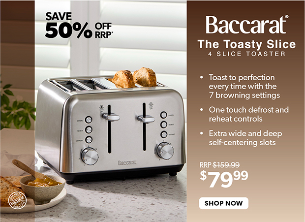 Baccarat The Toasty Slice 4 Slice Toaster Silver