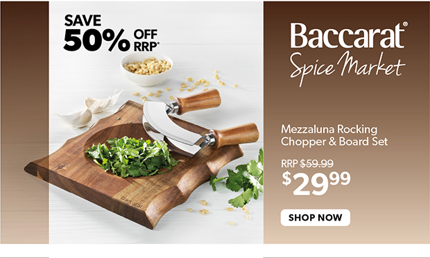 Baccarat Spice Market Mezzaluna Rocking Chopper & Board Set