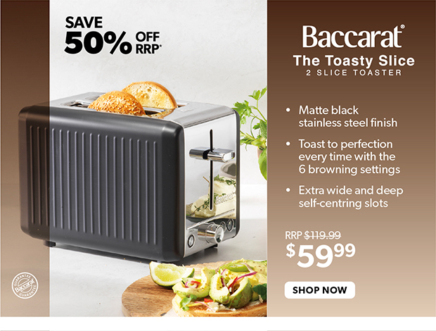 Baccarat The Toasty Slice 2 Slice Toaster Black