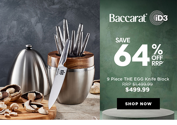 THE EGG by Baccarat iD3 9 Piece Stainless Steel Knife Block