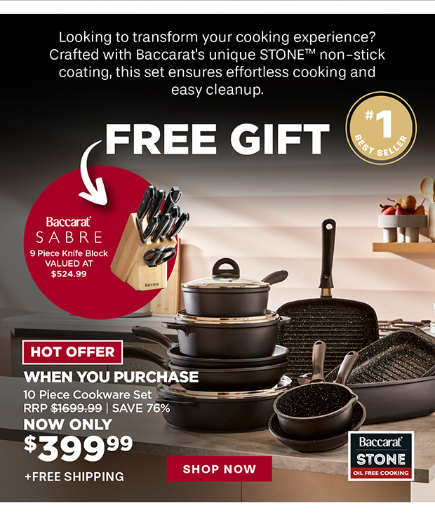 Baccarat STONE 10 Piece Cookware Set with Wok