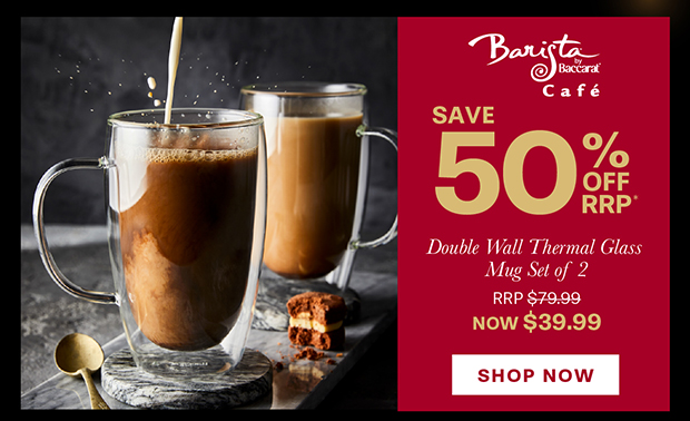 Baccarat Barista Café Double Wall Thermal Glass Mug Set of 2