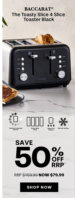 Baccarat The Toasty Slice 4 Slice Toaster Black