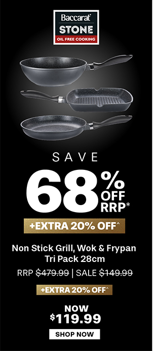 Baccarat STONE Non Stick Grill, Wok & Frypan Tri Pack 28cm