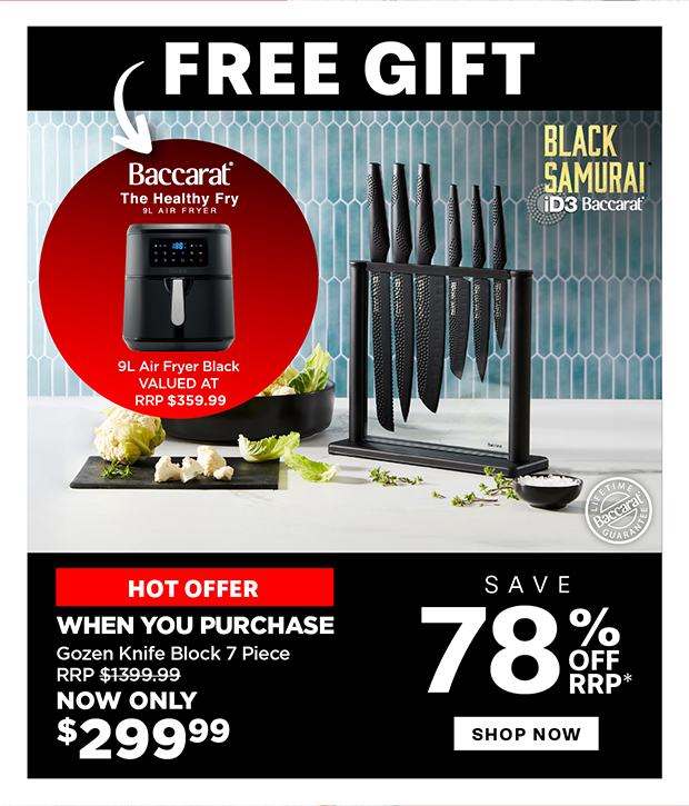 Baccarat iD3 BLACK SAMURAI Gozen Knife Block 7 Piece