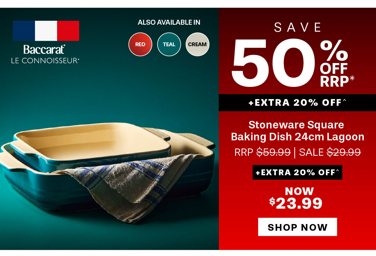 Baccarat Le Connoisseur Stoneware Square Baking Dish 24cm Lagoon - Limited Edition