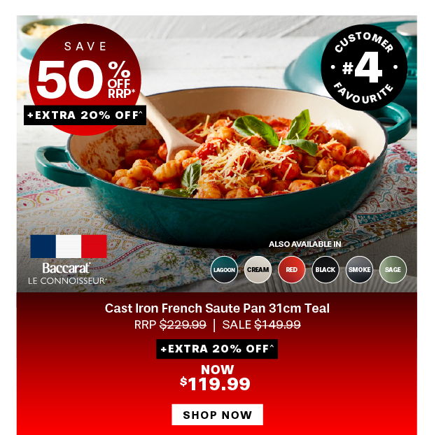 Baccarat Le Connoisseur Cast Iron French Saute Pan 31cm