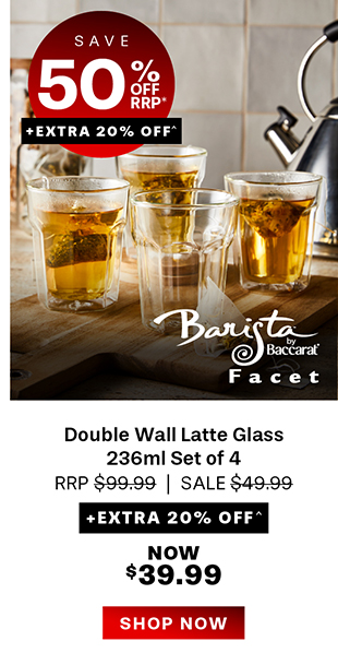Baccarat Barista Facet Double Wall Latte Glass 236ml Set of 4
