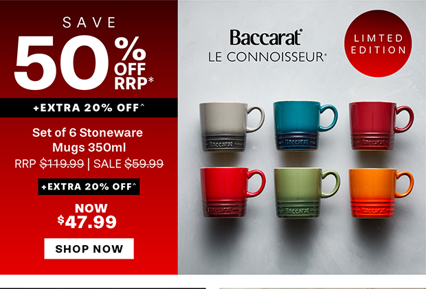Baccarat Le Connoisseur Set of 6 Stoneware Mugs 350ml - Limited Edition
