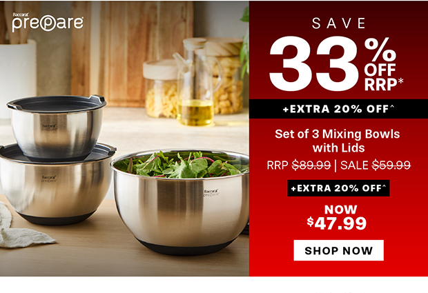 Baccarat Prepare Set of 3 Mixing Bowls with Lids