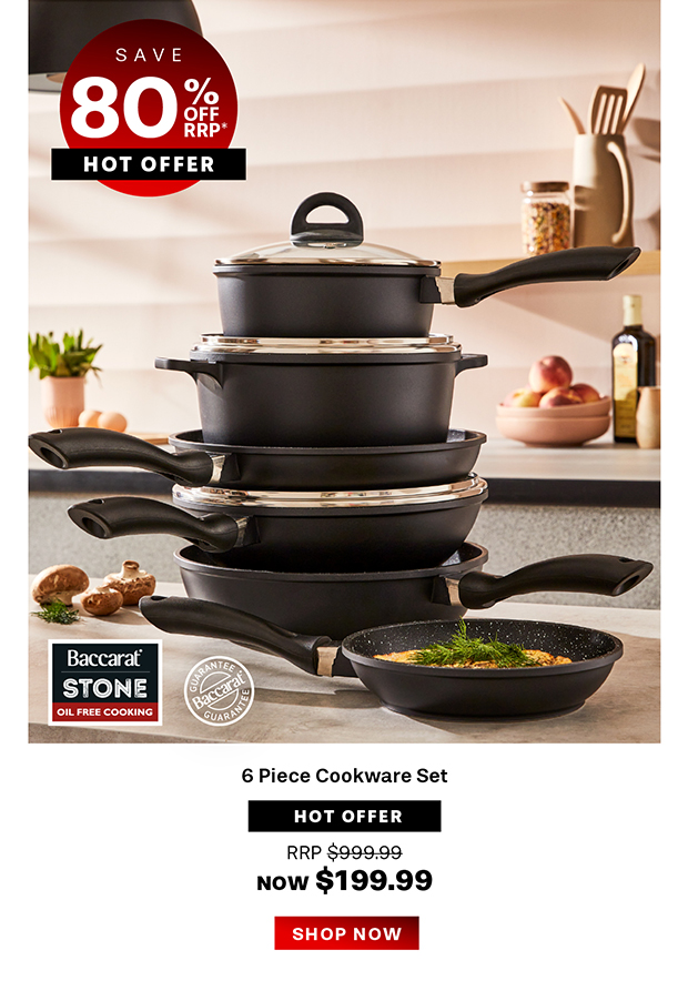 Baccarat STONE 6 Piece Cookware Set with Grill Pan