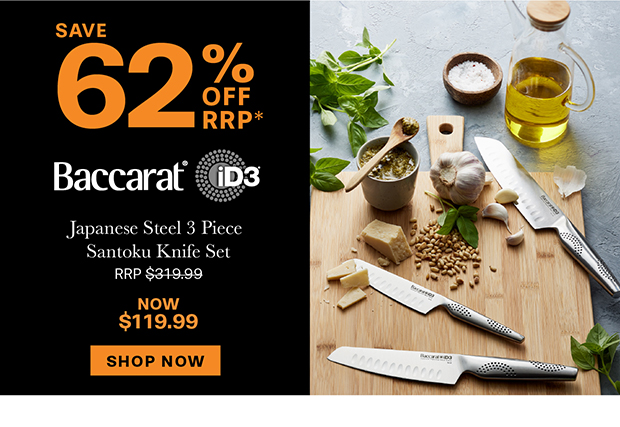 Baccarat iD3 Japanese Steel 3 Piece Santoku Knife Set