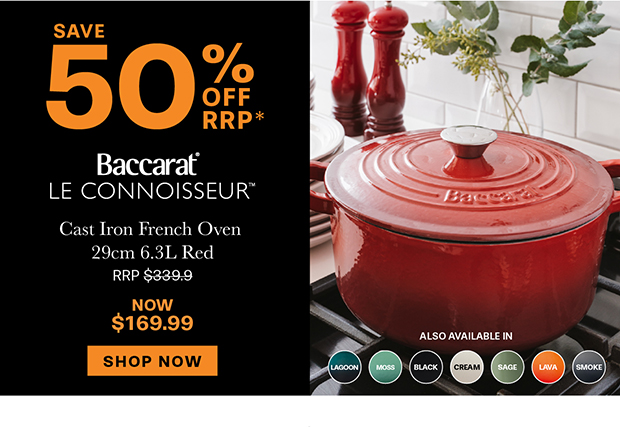 Baccarat Le Connoisseur Cast Iron Round French Oven 29cm 6.3L
