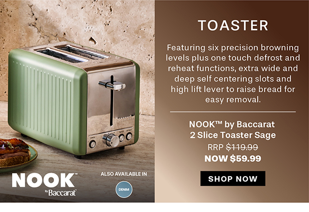 NOOK by Baccarat 2 Slice Toaster Sage