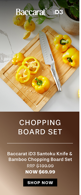 Baccarat iD3 Santoku Knife & Bamboo Chopping Board Set