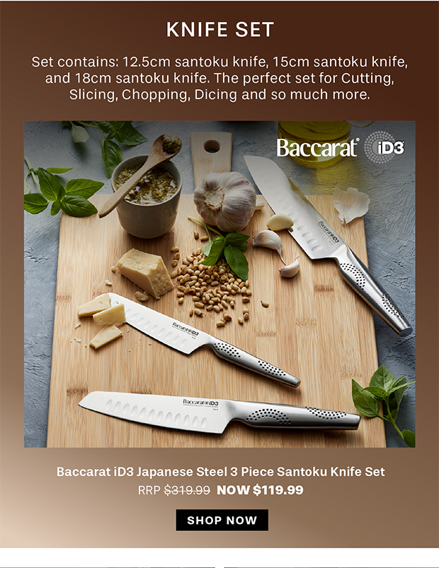 Baccarat iD3 Japanese Steel 3 Piece Santoku Knife Set