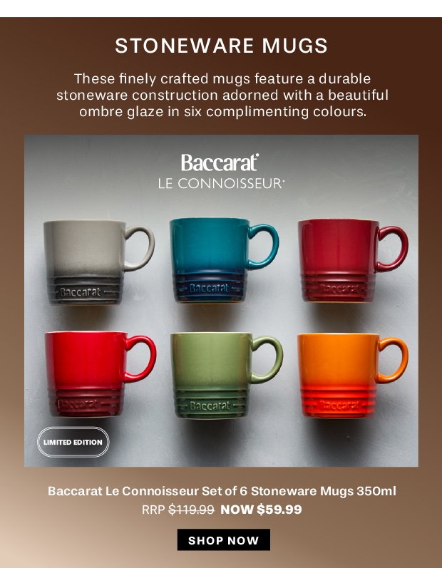 Baccarat Le Connoisseur Set of 6 Stoneware Mugs 350ml - Limited Edition
