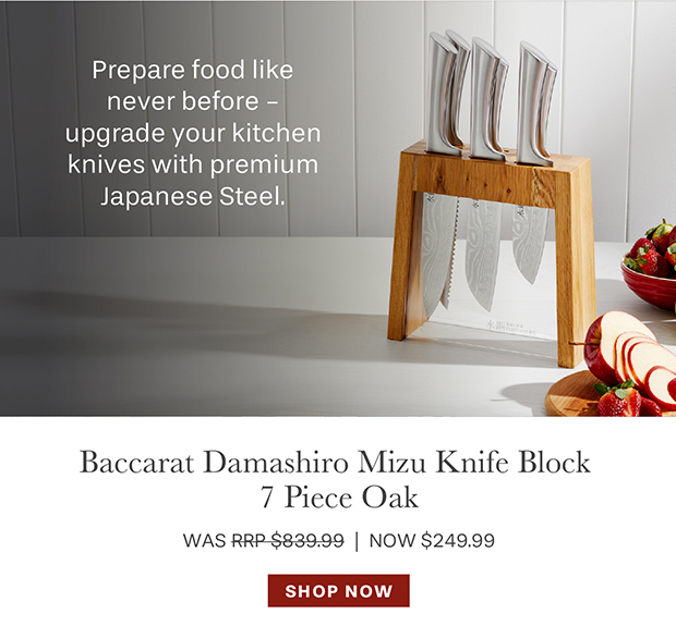Baccarat Damashiro Mizu Knife Block 7 Piece Oak