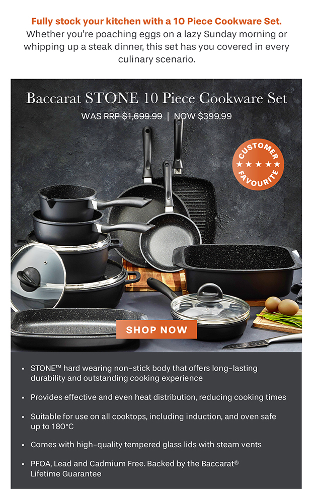 Baccarat STONE 10 Piece Cookware Set with Egg Poacher