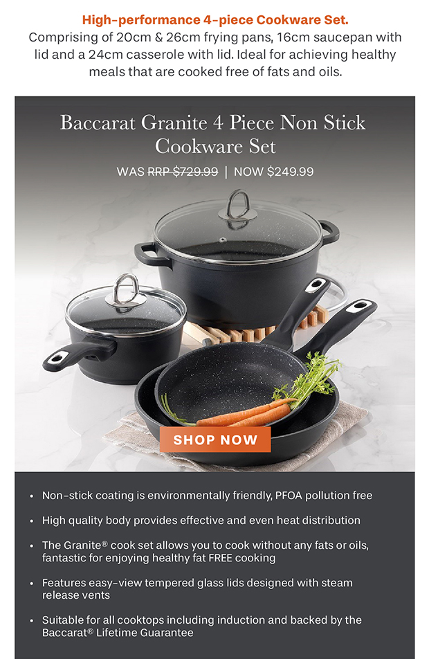 Baccarat Granite 4 Piece Non Stick Cookware Set