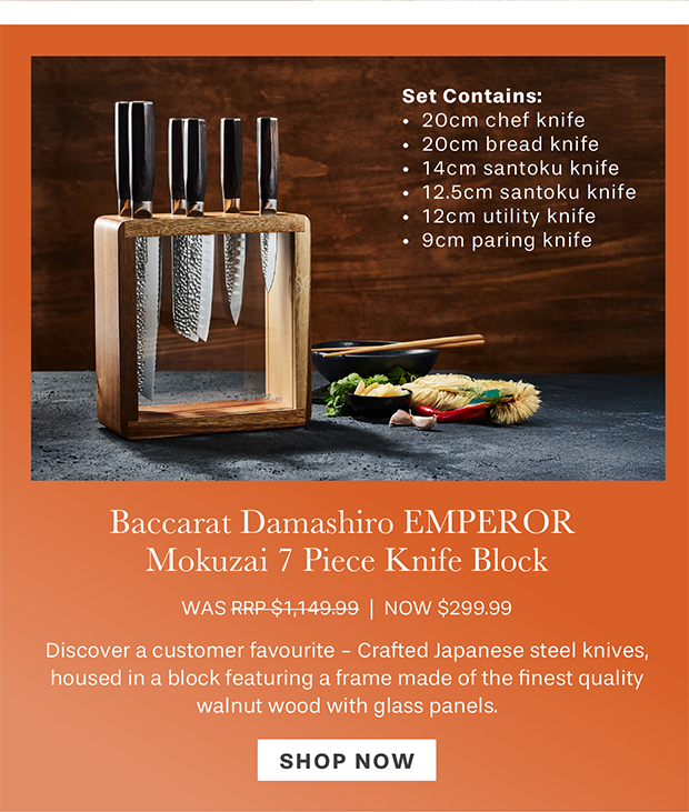 Baccarat Damashiro EMPEROR Mokuzai 7 Piece Knife Block