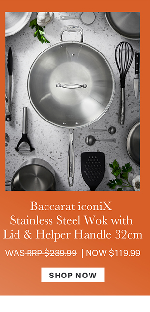 Baccarat iconiX Stainless Steel Wok with Lid & Helper Handle 32cm