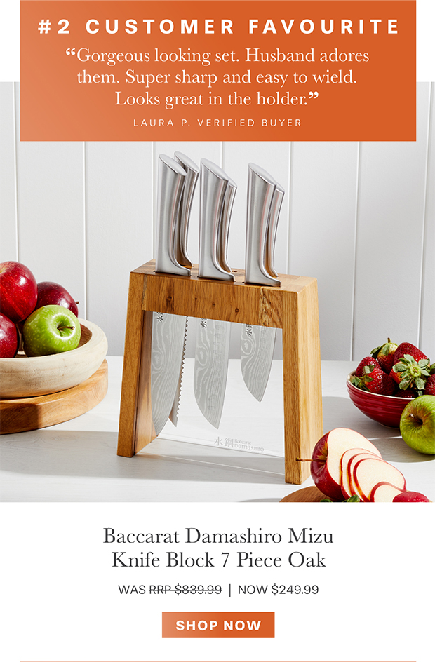 Baccarat Damashiro Mizu Knife Block 7 Piece Oak