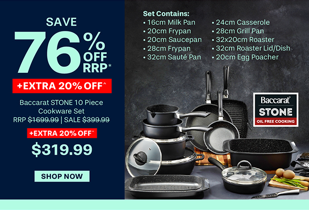 Baccarat STONE 10 Piece Cookware Set with Egg Poacher