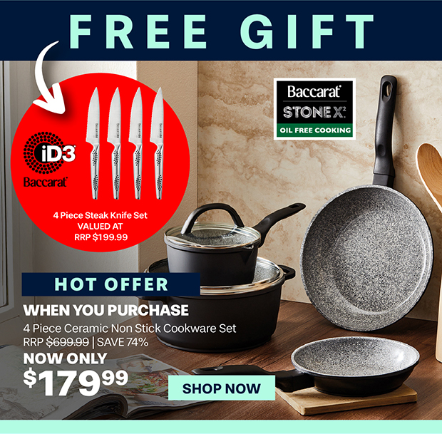 Baccarat STONEX2 4 Piece Ceramic Non Stick Cookware Set