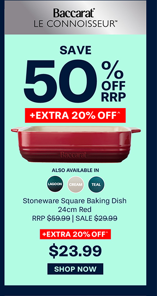 Baccarat Le Connoisseur Stoneware Square Baking Dish 24cm Red