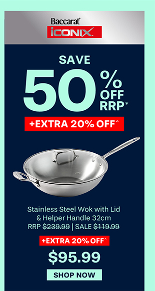 Baccarat iconiX Stainless Steel Wok with Lid & Helper Handle 32cm