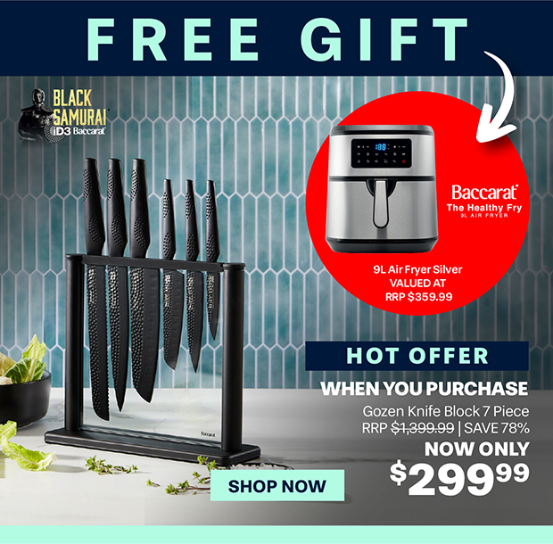 Baccarat iD3 BLACK SAMURAI Gozen Knife Block 7 Piece