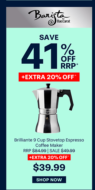 Baccarat Barista Brillante 9 Cup Stovetop Espresso Coffee Maker