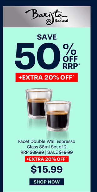 Baccarat Barista Facet Double Wall Espresso Glass 88ml Set of 2