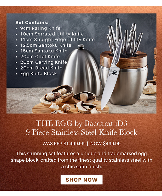 THE EGG by Baccarat iD3 9 Piece Stainless Steel Knife Block