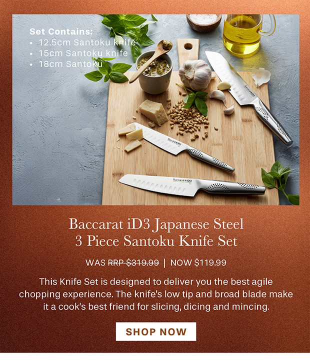 Baccarat iD3 Japanese Steel 3 Piece Santoku Knife Set