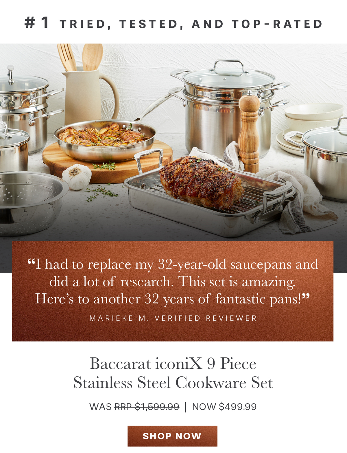 Baccarat iconiX 9 Piece Stainless Steel Cookware Set